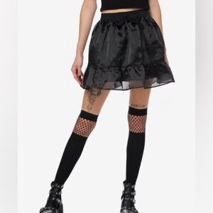 Hot Topic Cosmic Aura Black Organza Bow Mini Skirt Ruffle Witchy Whimsigoth Med